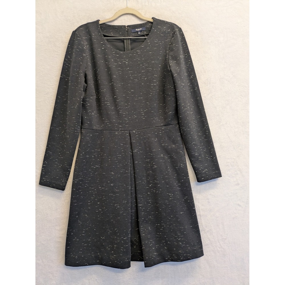 Madewell Charcoal Speckled Long Sleeve A-Line Dress